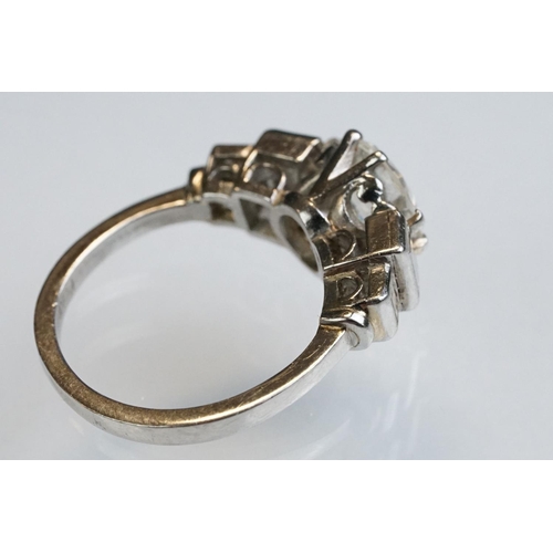 3 - Art Deco diamond platinum ring, the central round brilliant cut diamond weighing approx 1.75 carats,... 