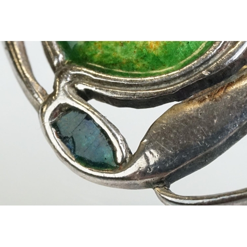6 - Archibald Knox for Liberty & Co Cymric enamelled silver brooch, the sinuous entwined design with ora... 