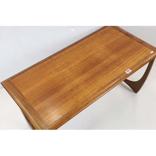 591 - G-Plan, set of Mid century Retro Teak ' Astro' Nest of Three Tables, largest table 100cm long x 51cm... 