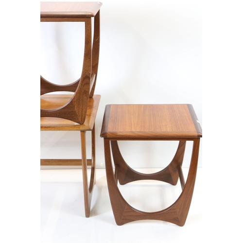 591 - G-Plan, set of Mid century Retro Teak ' Astro' Nest of Three Tables, largest table 100cm long x 51cm... 