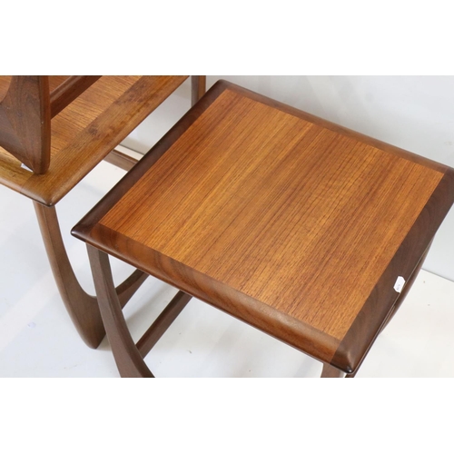 591 - G-Plan, set of Mid century Retro Teak ' Astro' Nest of Three Tables, largest table 100cm long x 51cm... 