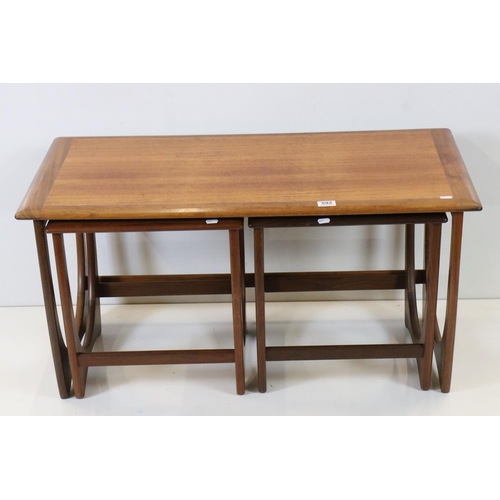 591 - G-Plan, set of Mid century Retro Teak ' Astro' Nest of Three Tables, largest table 100cm long x 51cm... 