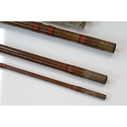 401 - Milbrolite 14ft Fibre Glass Three Piece Fishing Rod, no. 57/1 with rod bag