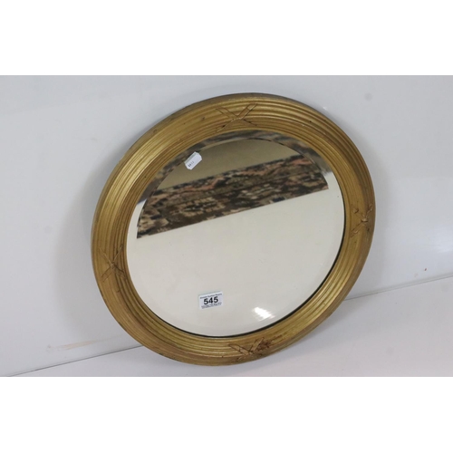 545 - Gilt Framed Circular Wall Mirror with bevelled edge, 44cm diameter