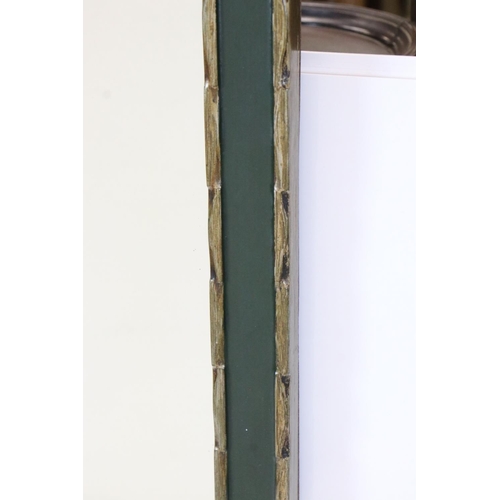 546 - Green and Gilt Painted Tall Mirror with domed top, 130cm x 38cm