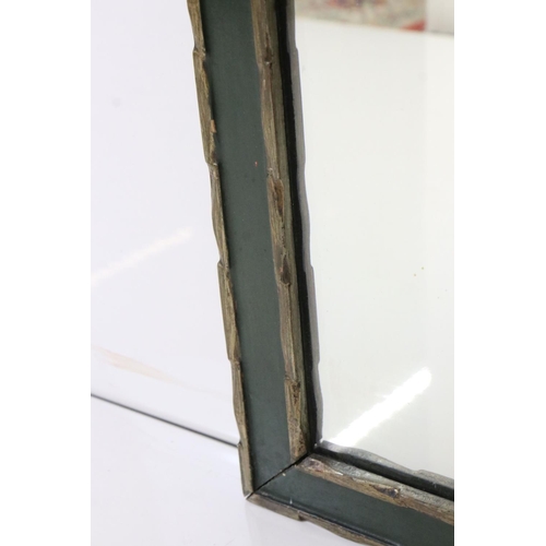 546 - Green and Gilt Painted Tall Mirror with domed top, 130cm x 38cm