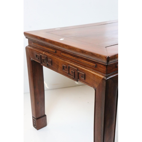 551 - Chinese Hardwood Coffee Table, the apron with moulded design, 121cm long x 50cm wide x 51cm high