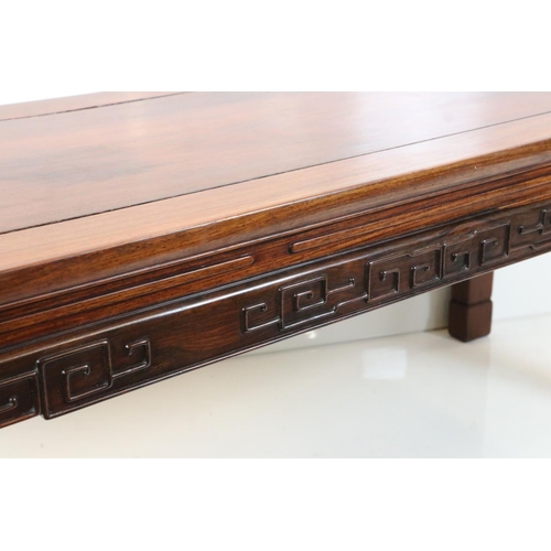 551 - Chinese Hardwood Coffee Table, the apron with moulded design, 121cm long x 50cm wide x 51cm high