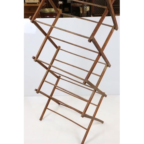 564 - Early 20th century Concertina Folding Laundry Rail, 63cm wide x 146cm high