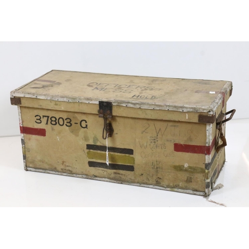 565 - An ' A' Company Officers Mess Hamper Box, stencilled 37803-G, with a type written list attached to t... 