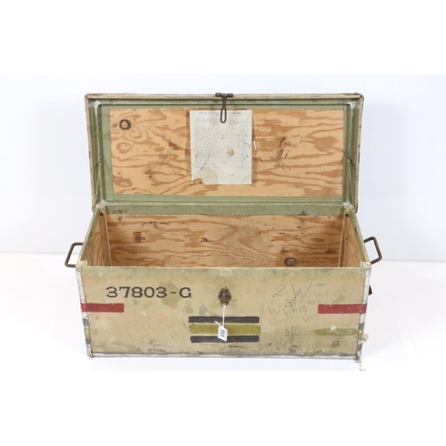 565 - An ' A' Company Officers Mess Hamper Box, stencilled 37803-G, with a type written list attached to t... 