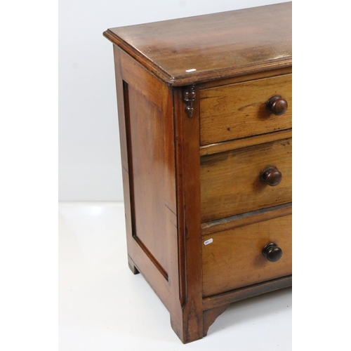 581 - 19th century style Mahogany Chest of Three Long Drawers with turned wooden handles, 103cm long x 78c... 