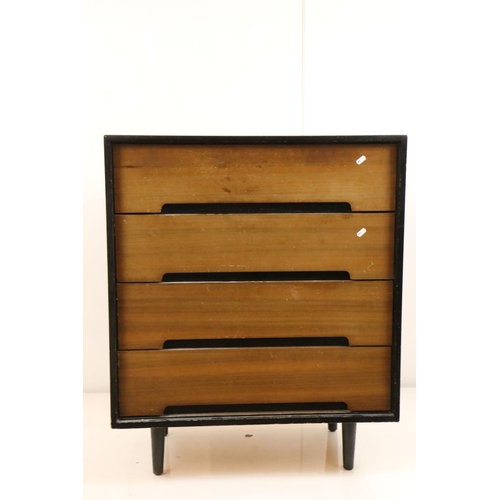 634 - Mid century Retro ' Grange Furniture ' Chest of Four Drawers, 76cm long x 46cm deep x 92cm high