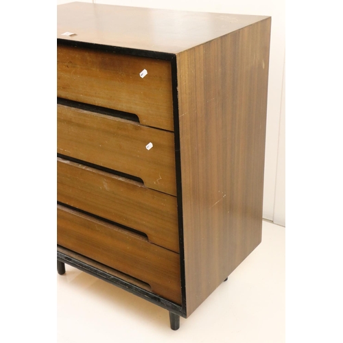 634 - Mid century Retro ' Grange Furniture ' Chest of Four Drawers, 76cm long x 46cm deep x 92cm high