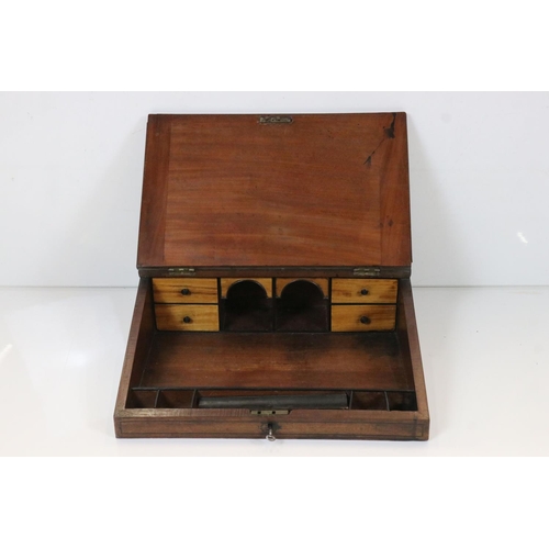 590 - 19th century Mahogany Table Top Writing Cabinet, the sloping lid opening to a fitted interior, 46cm ... 