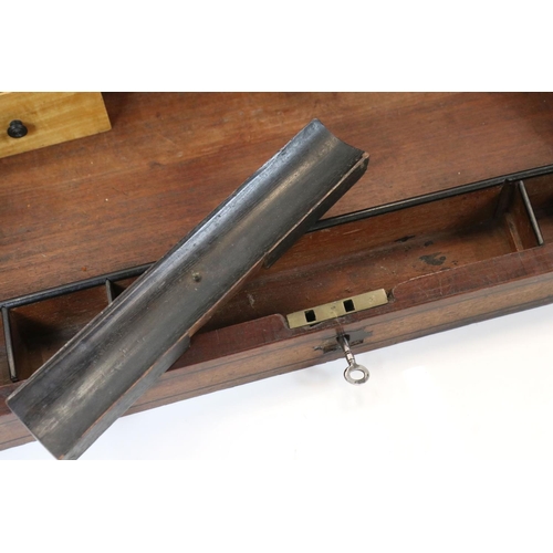 590 - 19th century Mahogany Table Top Writing Cabinet, the sloping lid opening to a fitted interior, 46cm ... 