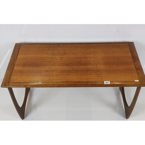 591 - G-Plan, set of Mid century Retro Teak ' Astro' Nest of Three Tables, largest table 100cm long x 51cm... 