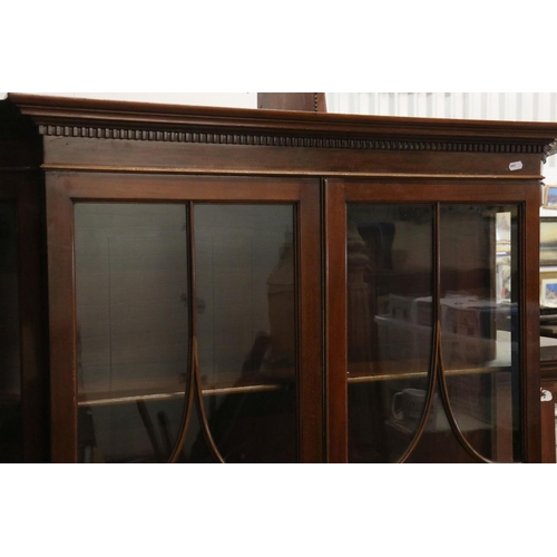 594 - Edwardian Sheraton Revival Mahogany Inlaid Display Cabinet with twin astragel glazed doors and round... 