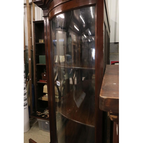 594 - Edwardian Sheraton Revival Mahogany Inlaid Display Cabinet with twin astragel glazed doors and round... 