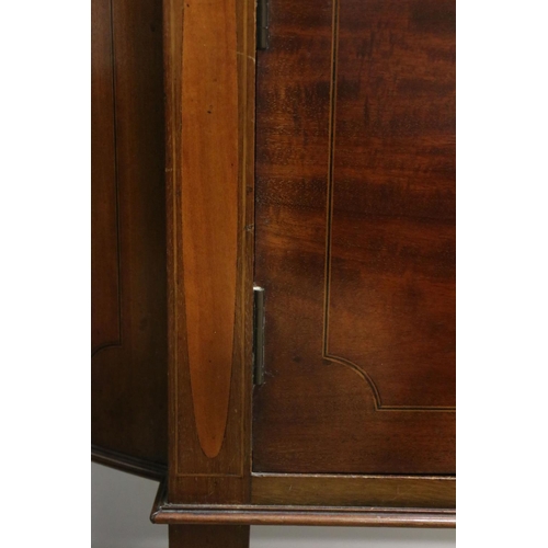 594 - Edwardian Sheraton Revival Mahogany Inlaid Display Cabinet with twin astragel glazed doors and round... 