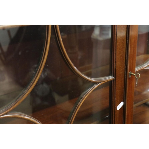 594 - Edwardian Sheraton Revival Mahogany Inlaid Display Cabinet with twin astragel glazed doors and round... 