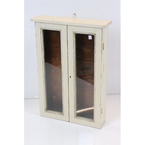 596 - Painted pine key cabinet, 50cm wide x 70cm high