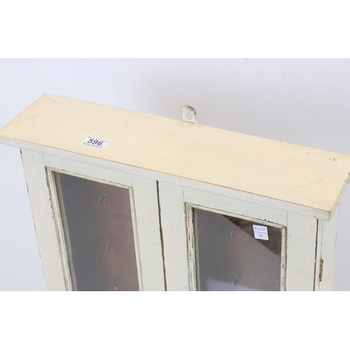 596 - Painted pine key cabinet, 50cm wide x 70cm high