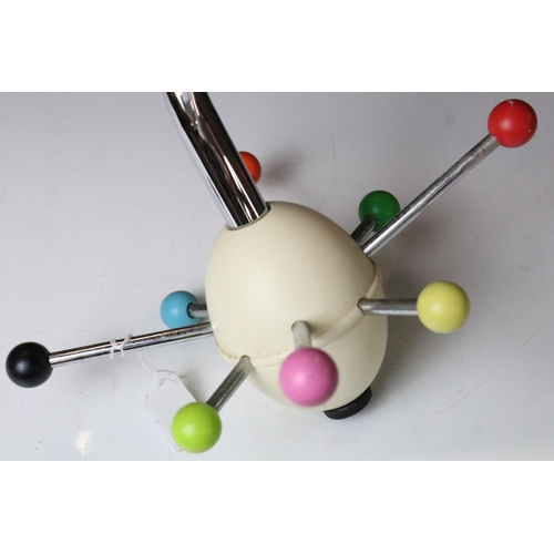 599 - Mid century Retro Hanging Spinning Coat Hooks with eight atomic style ball hooks of various colours,... 