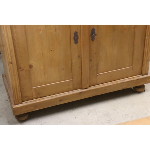 605 - Victorian Pine Dresser Base or Side Cabinet with two drawers over two cupboard doors opening to a sh... 