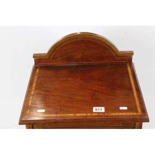 611 - Victorian Maple & Co Mahogany and Satinwood Inlaid Pot Cupboard, 43cm wide x 94cm high