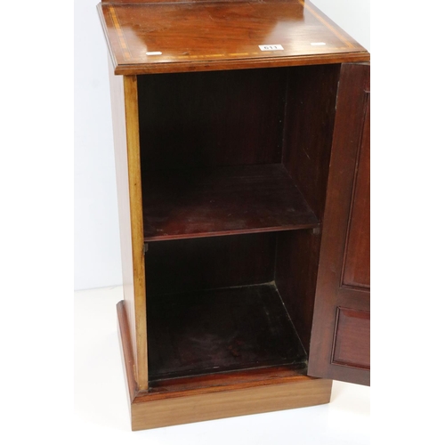 611 - Victorian Maple & Co Mahogany and Satinwood Inlaid Pot Cupboard, 43cm wide x 94cm high