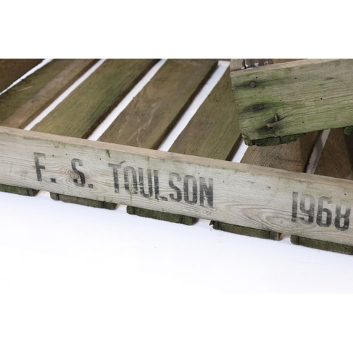 615 - Two Vintage Wooden Apple / Fruit Crates, one stamped F S Toulson, 76cm long