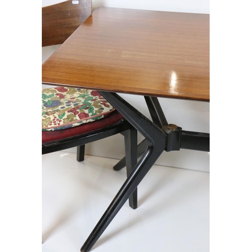 622 - Mid century Retro Teak Rectangular Dining Table raised on black atomic style base, 138cm long x 77cm... 