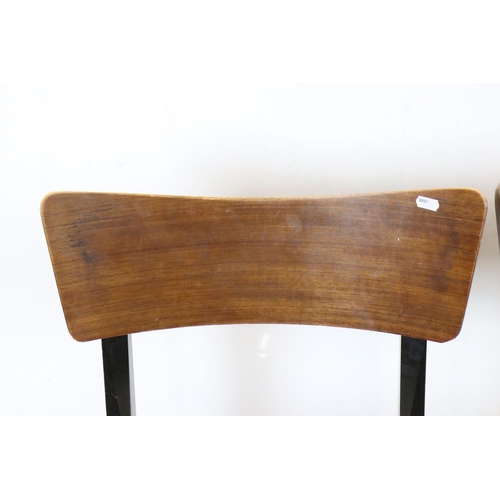 622 - Mid century Retro Teak Rectangular Dining Table raised on black atomic style base, 138cm long x 77cm... 