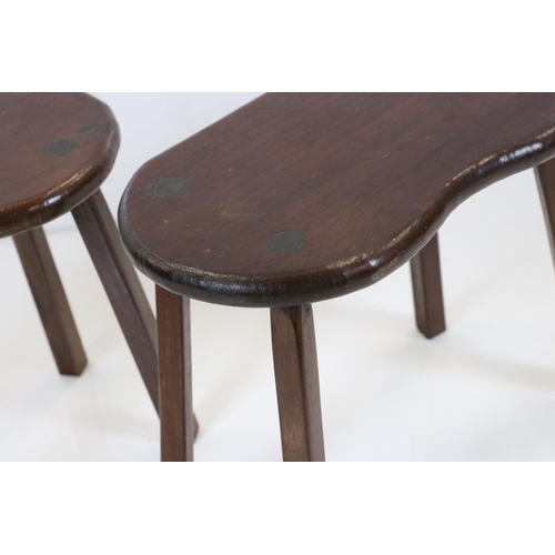 623 - Pair of kidney shaped stools, 34cm wide x 29cm high