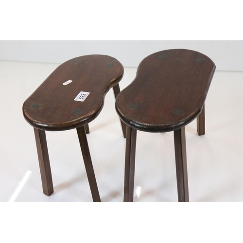 623 - Pair of kidney shaped stools, 34cm wide x 29cm high