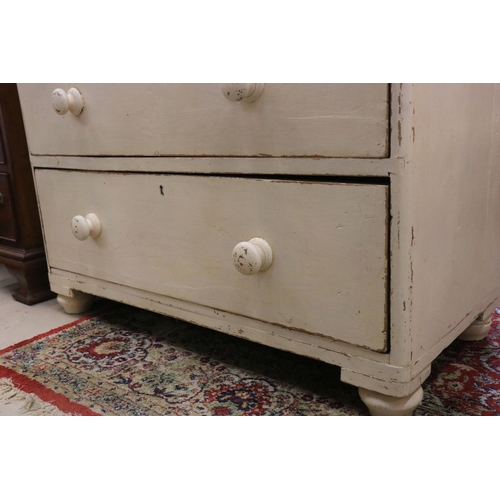 625 - Late Victorian painted pine chest of two short and two long drawers, 91cm wide x 45cm deep x 82cm hi... 