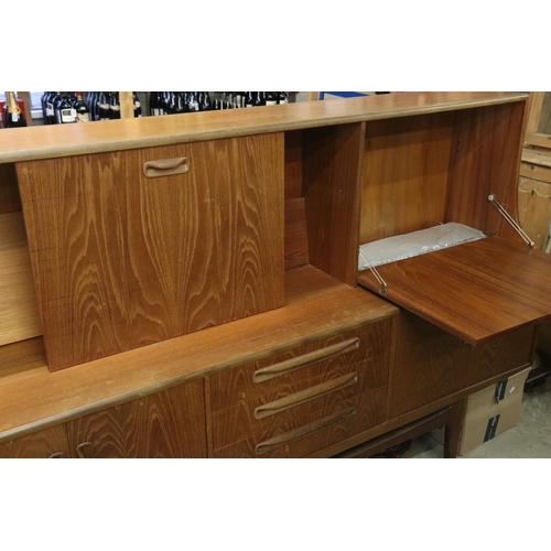 630 - Mid century G-Plan ' Fresco ' Teak Highboard, the upper section comprising a shelf flanked by a cock... 