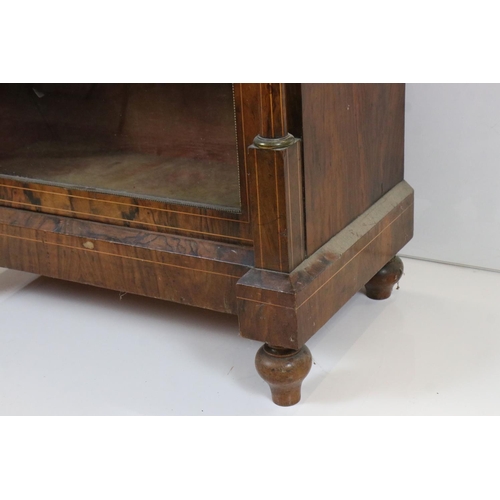 637 - Victorian Walnut Inlaid Pier Display Cabinet with ormolu mounts, the single glazed door opening to t... 