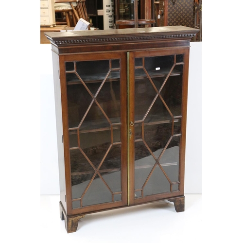 638 - 19th century mahogany glazed bookcase and shelves, 81cm wide x 112cm high