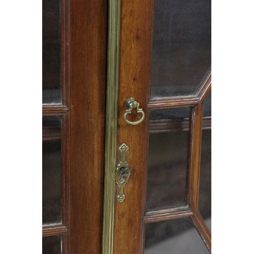 638 - 19th century mahogany glazed bookcase and shelves, 81cm wide x 112cm high