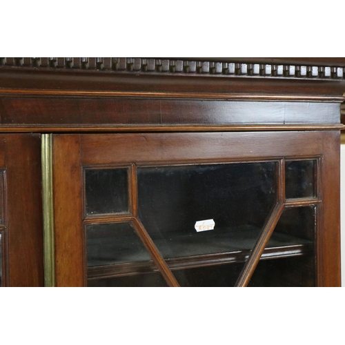 638 - 19th century mahogany glazed bookcase and shelves, 81cm wide x 112cm high