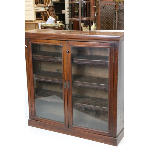 639 - Victorian Mahogany Display Cabinet, the twin glazed doors opening to three adjustable shelves with l... 