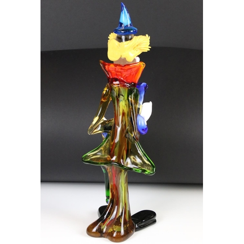 14 - Murano Tall Coloured Glass Clown holding an Umbrella, 54cm high