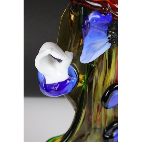 14 - Murano Tall Coloured Glass Clown holding an Umbrella, 54cm high