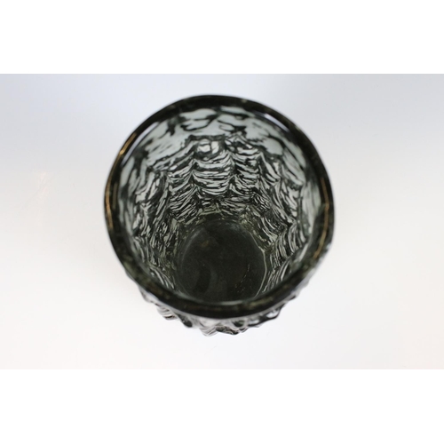 16 - Whitefriars Glass Pewter Textured Bark Vase, pattern no. 9691, 23.5cm high