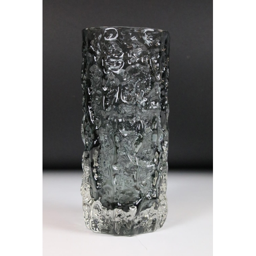 22 - Whitefriars Glass Pewter Textured Bark Vase, pattern no. 9690, 19cm high