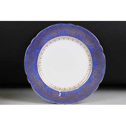 29 - Shelley Part Tea Service decorated with a blue band with gilt pattern on a white ground, comprising ... 