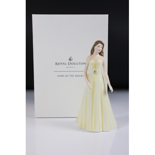 32 - Three Boxed Royal Doulton Figurines including Gemstones September, Libra and Loving Thoughts plus Ro... 