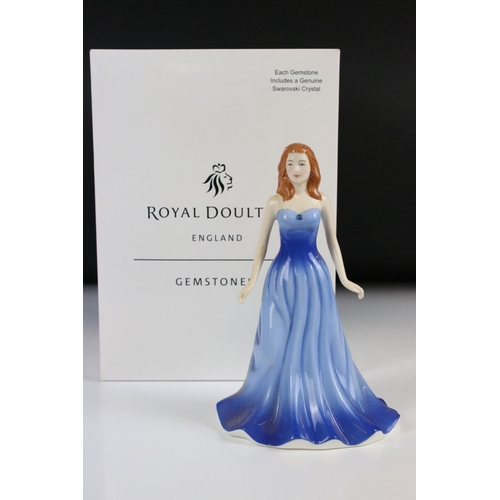 32 - Three Boxed Royal Doulton Figurines including Gemstones September, Libra and Loving Thoughts plus Ro... 